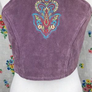 Vintage Tops - Suede 90s halter crop top Vintage Tops - Suede 90s halter crop top